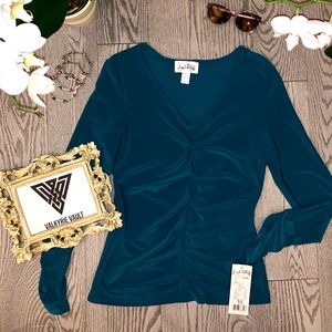 Joseph Ribkoff Long Sleeve Teal Top - Size 10